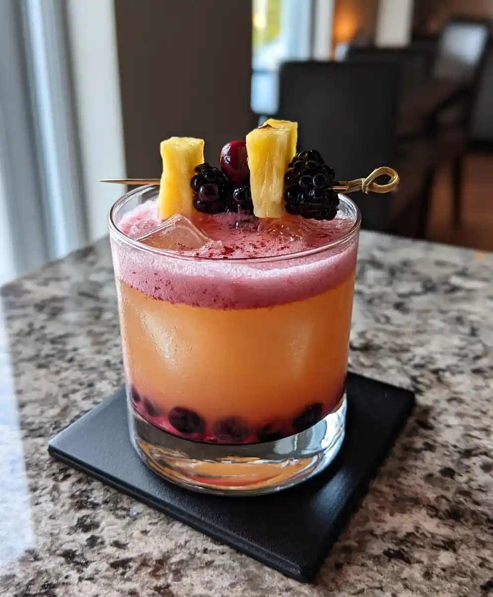 Blueberry Pineapple Sour With Smoky Pineapple Drizzle 7 Blueberry Pineapple Sour With Smoky Pineapple Drizzle
