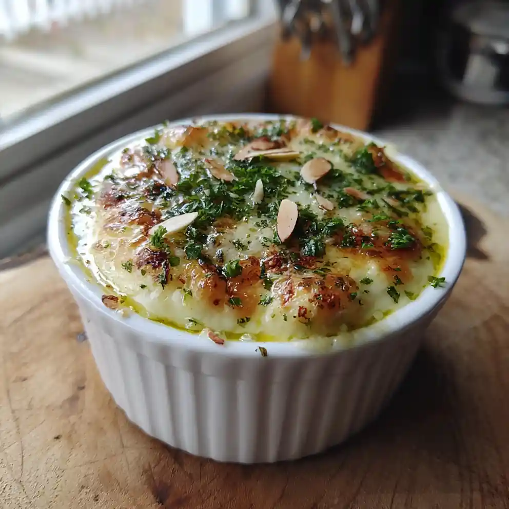 Broccoli Potato Cheese Soup With Roasted Garlic Cheese Crust