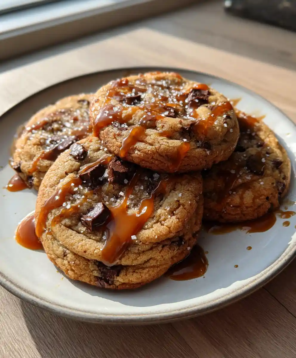 Brown Butter Chocolate Chip Cookies With Espresso Caramel Swirl
