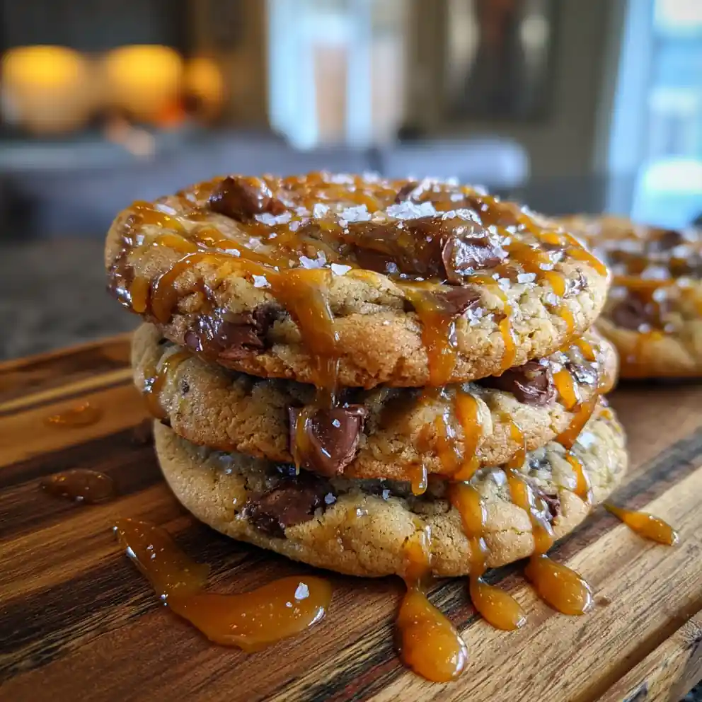 Butterscotch Chocolate Chip Cookies With Salted Caramel Swirl