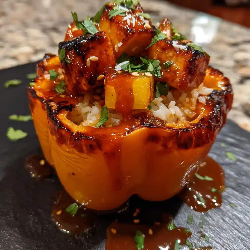 Caramelized Pineapple Ginger Teriyaki Chicken & Rice Stuffed Peppers 6 Caramelized Pineapple Ginger Teriyaki Chicken & Rice Stuffed Peppers