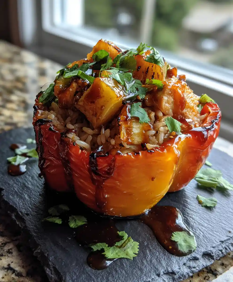 Caramelized Pineapple Ginger Teriyaki Chicken & Rice Stuffed Peppers 7 Caramelized Pineapple Ginger Teriyaki Chicken & Rice Stuffed Peppers