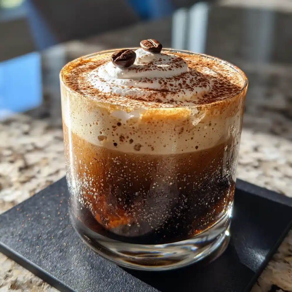 Cardamom Spiced Coffee Cocktail With Creamy Swirl