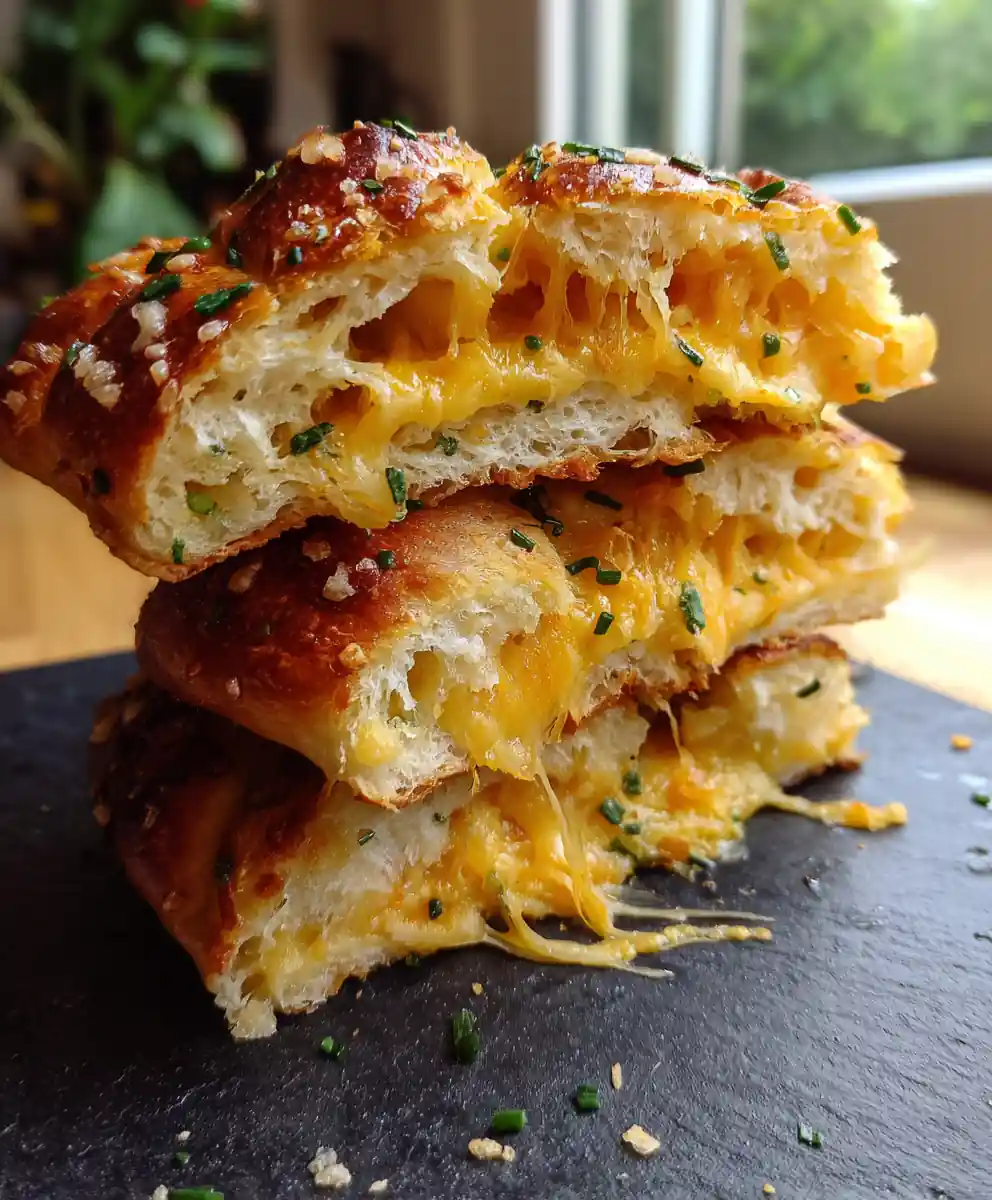 Cheesy Onion Swirl Soft Pretzels with Sea Salt