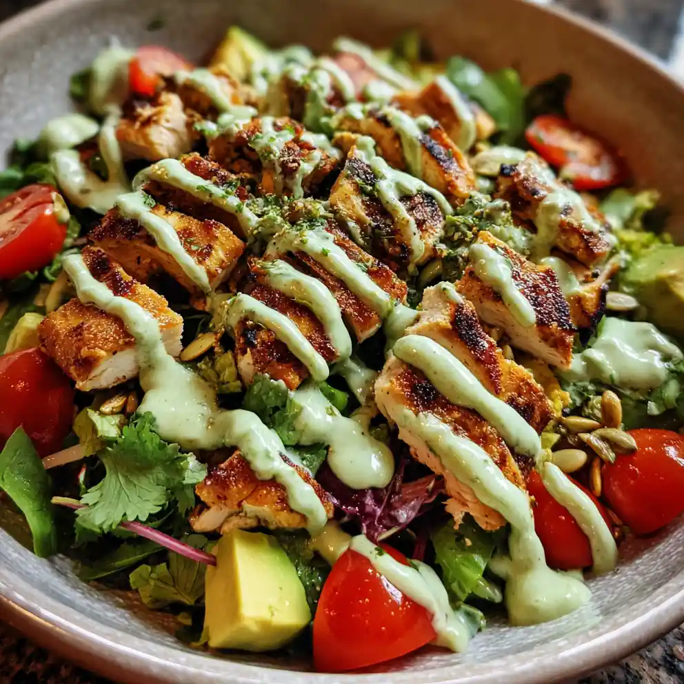 Cilantro Lime Avocado Chicken Salad With Yogurt Drizzle