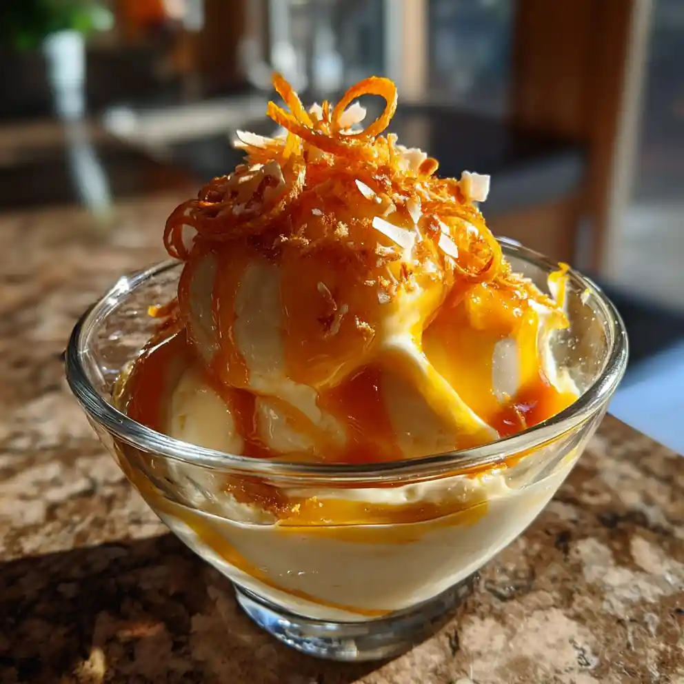 Coconut Orange Sorbet With Caramelized Citrus Swirl