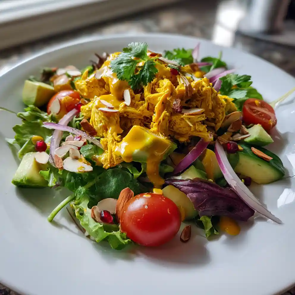 Golden Turmeric Chicken Salad With Pomegranate And Almonds 6 Golden Turmeric Chicken Salad With Pomegranate And Almonds