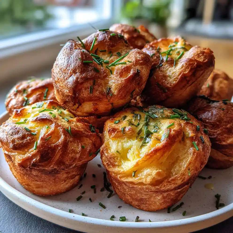 Herb Cheddar Swirl Popovers With Lemon Butter Drizzle