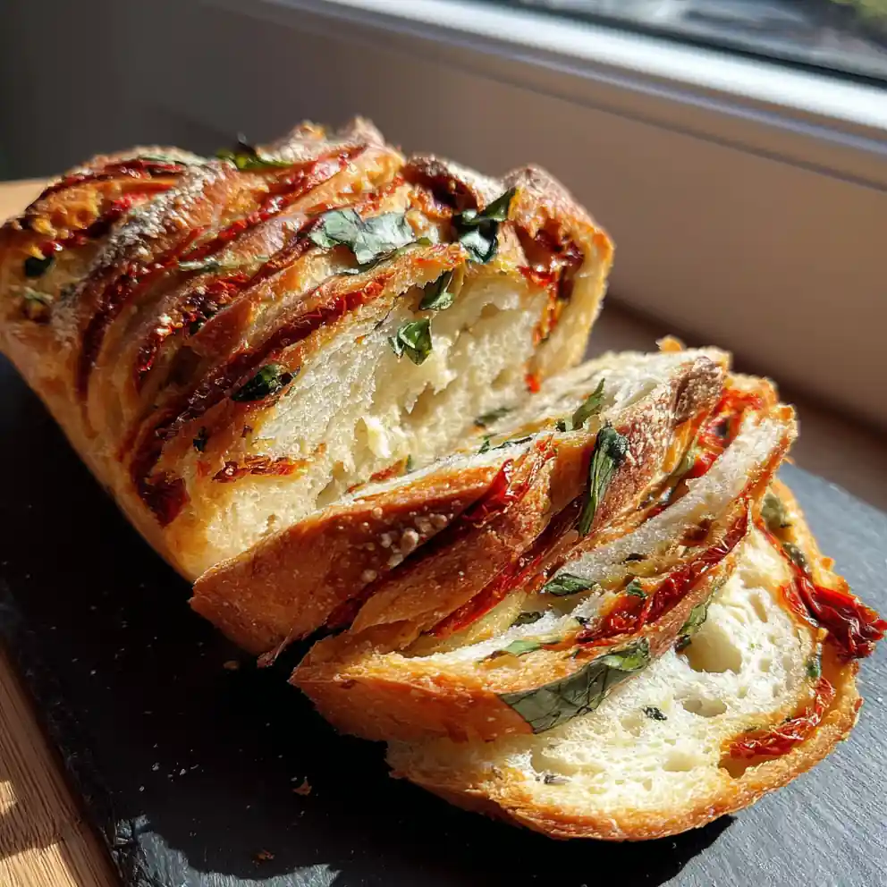 Herb Infused Sun Dried Tomato Swirl Bread