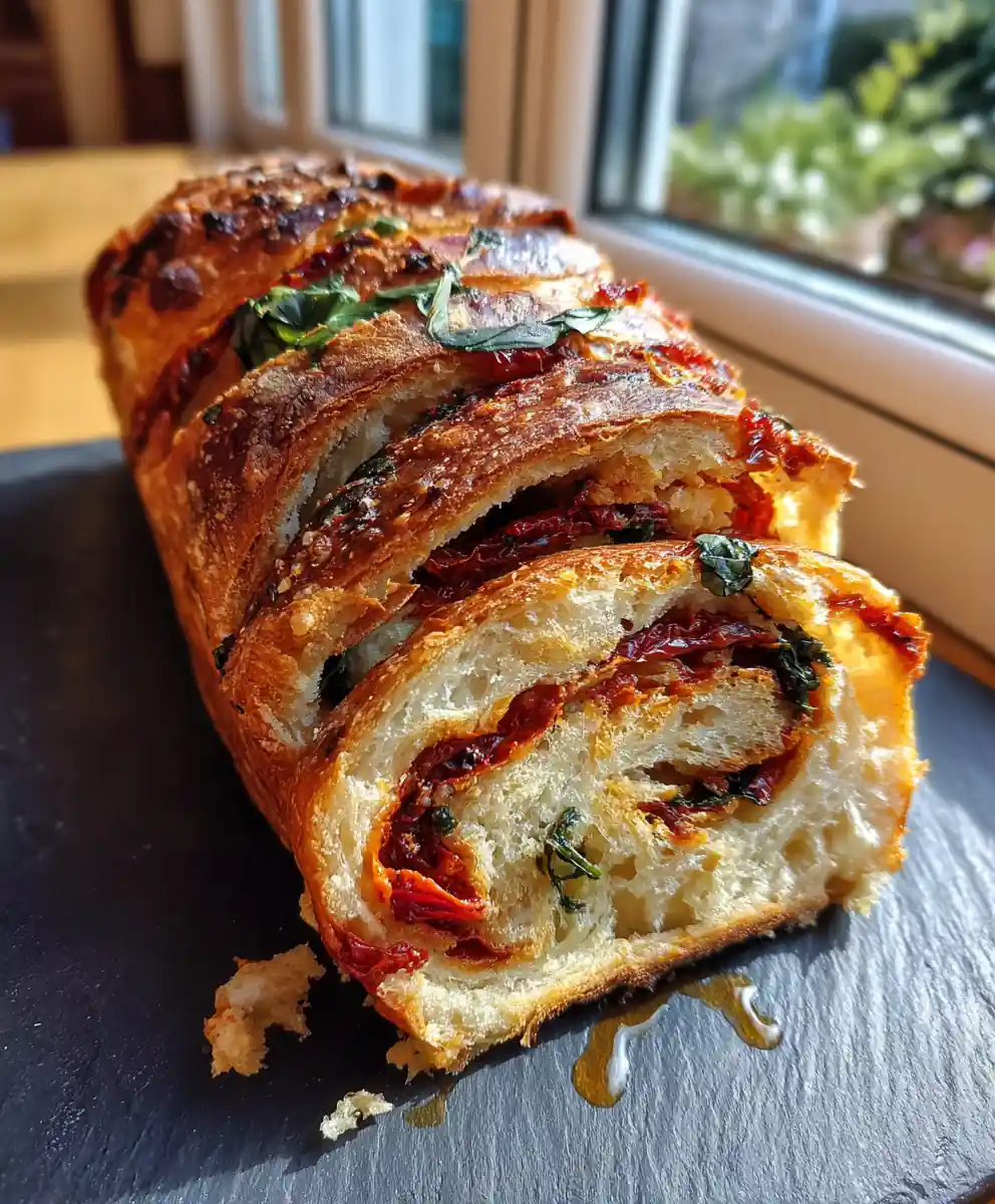 Herb Infused Sun Dried Tomato Swirl Bread