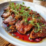 Maple Glazed Chicken Thighs With Smoked Turkey Crumble And Dijon Pomegranate Cream Sauce 1772066917.418579