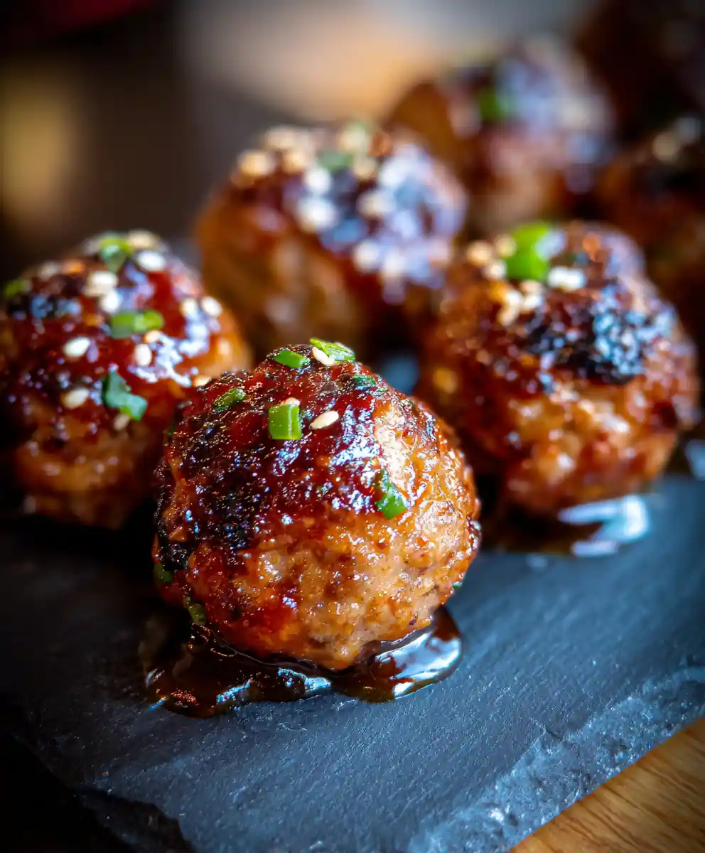 Miso Ginger Glazed Meatballs With Sesame Drizzle 7 Miso Ginger Glazed Meatballs With Sesame Drizzle