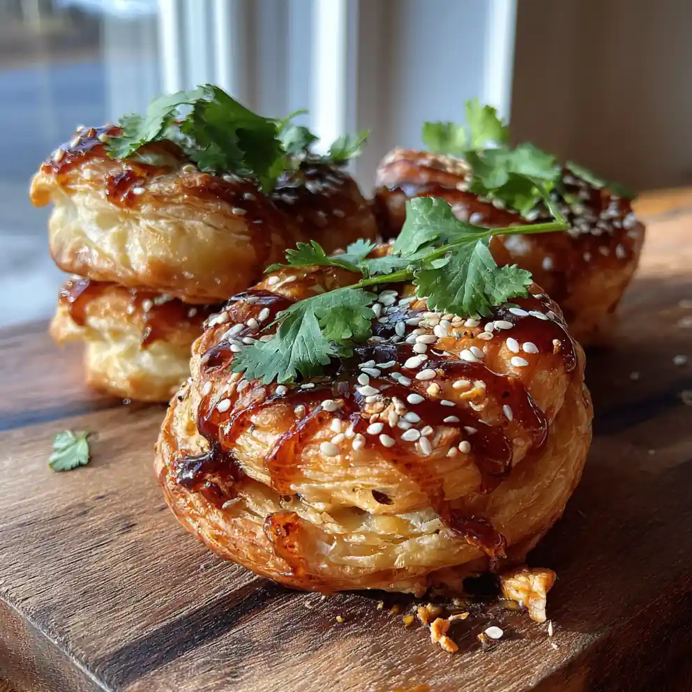 Pulled Chicken Pastry Puffs with Chipotle Honey Glaze
