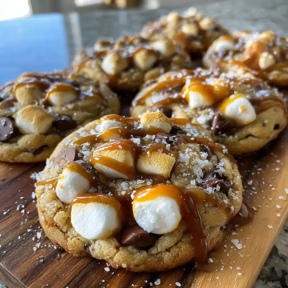S'Mores Blossom Cookies With Salty Caramel Swirl