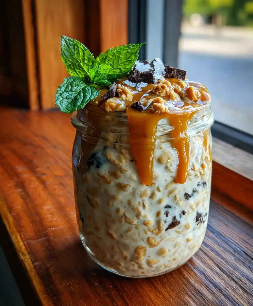 Salted Caramel Swirl Cookie Dough Overnight Oats