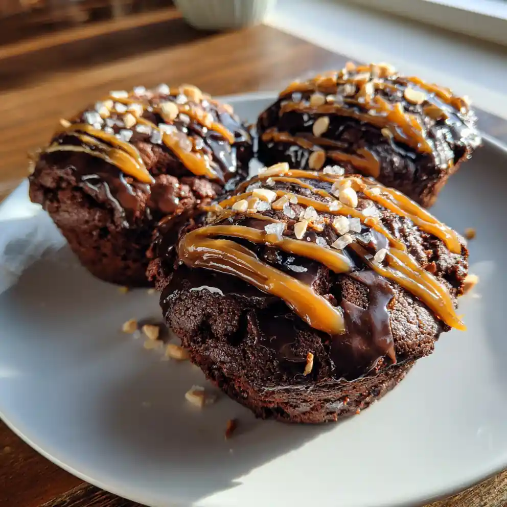 Salted Dark Chocolate Ganache Sour Cream Double Chocolate Muffins