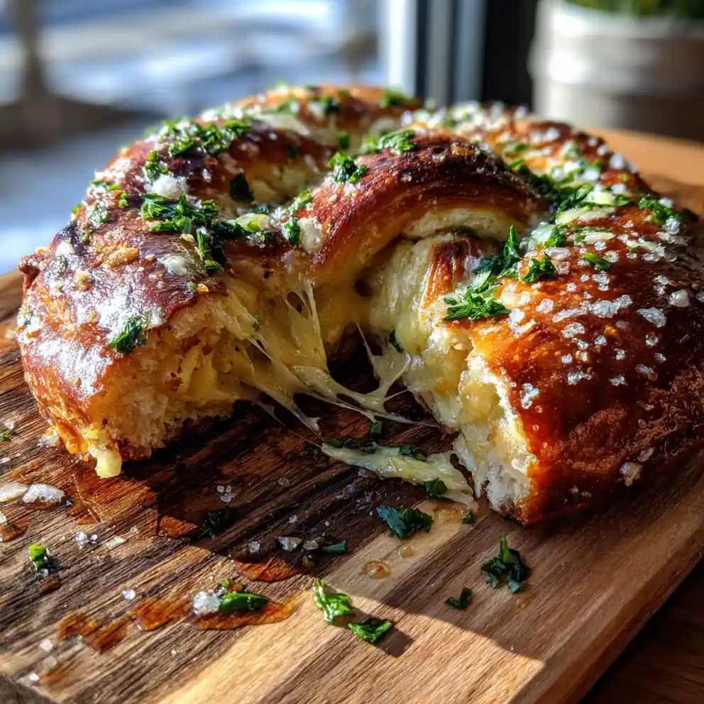 Smoky Cheese Stuffed Pretzel With Garlic Herb Butter Glaze 6 Smoky Cheese Stuffed Pretzel With Garlic Herb Butter Glaze