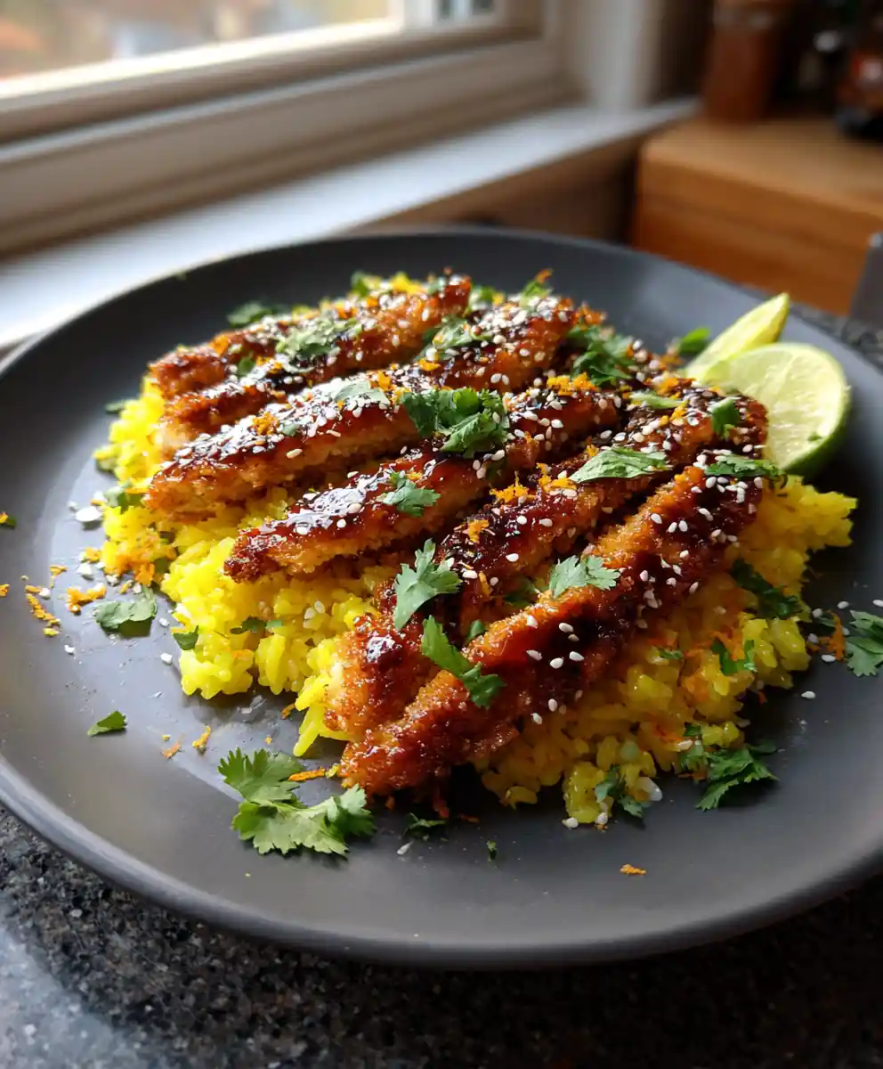 Smoky Chipotle Honey Bbq Chicken With Sesame Crunch Over Turmeric Rice 7 Smoky Chipotle Honey Bbq Chicken With Sesame Crunch Over Turmeric Rice
