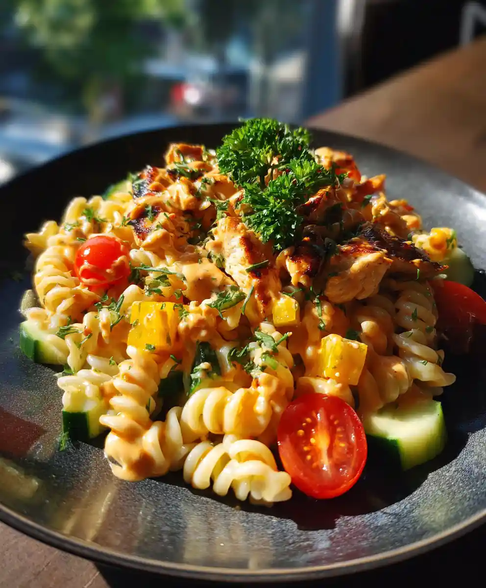 Smoky Red Pepper Chicken Pasta Salad 7 Smoky Red Pepper Chicken Pasta Salad