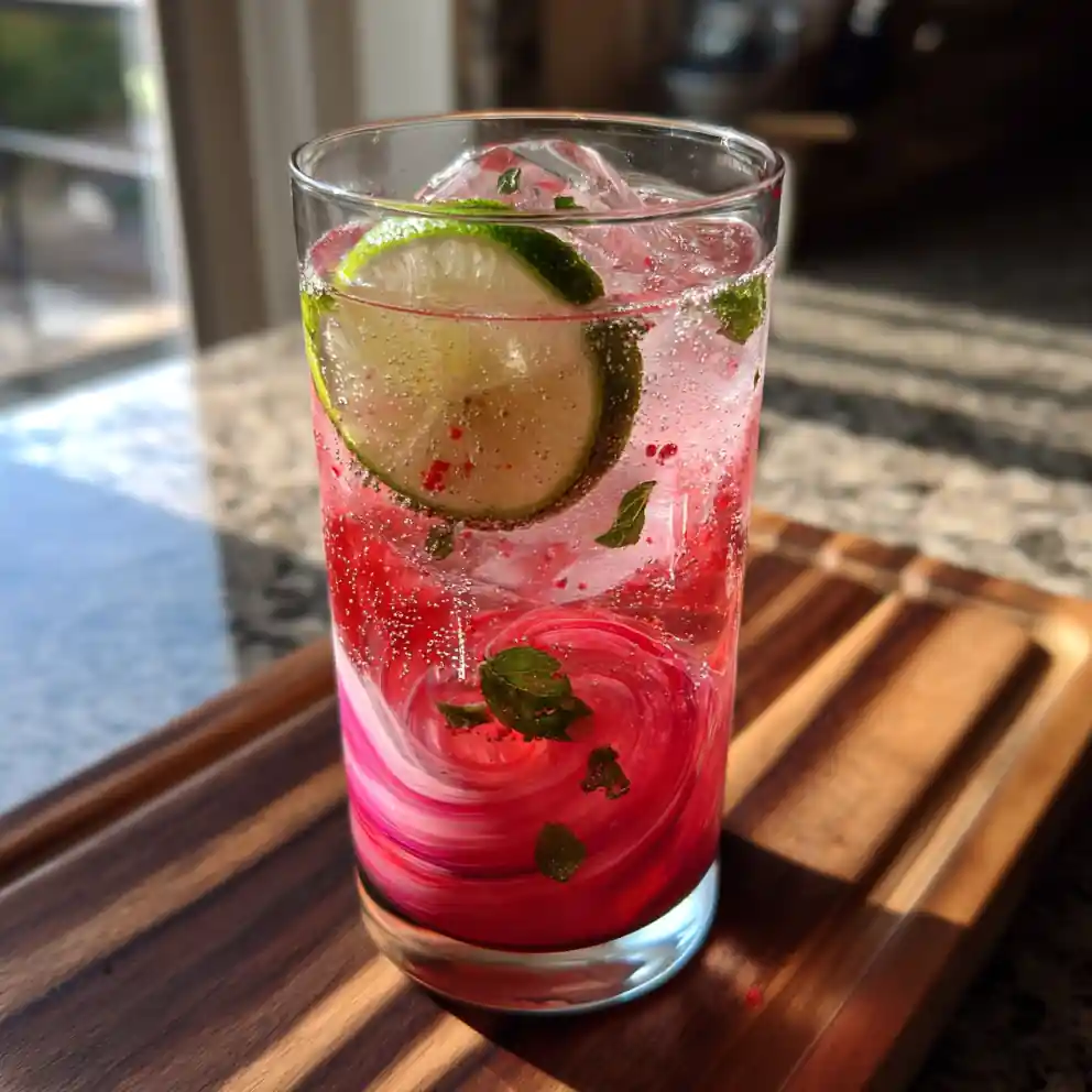 Strawberry Dirty Sprite With Basil Swirl