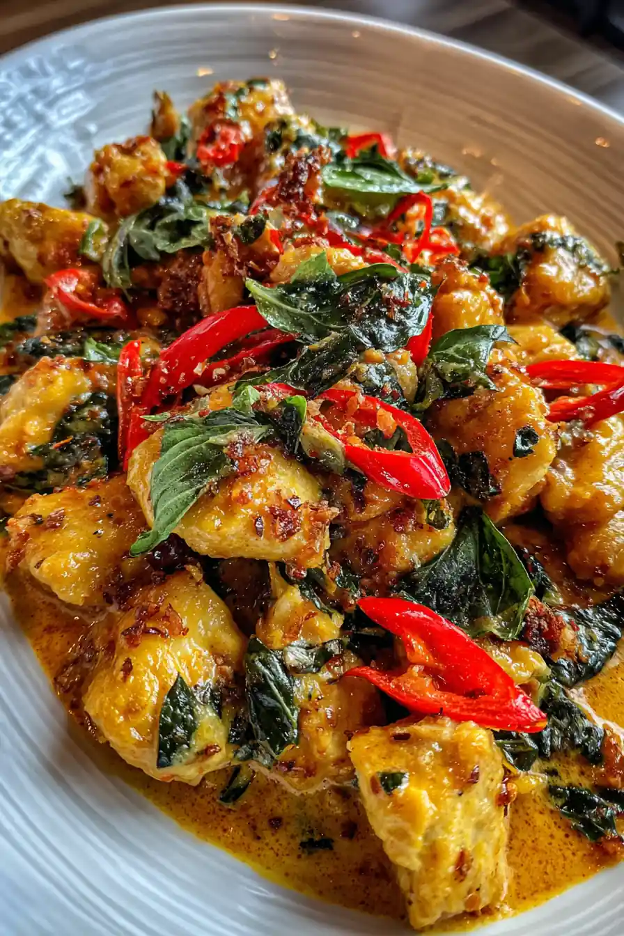 Basil Chicken With Coconut Curry Sauce