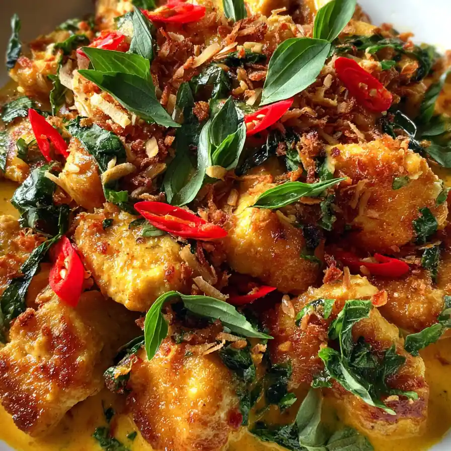 Basil Chicken With Coconut Curry Sauce