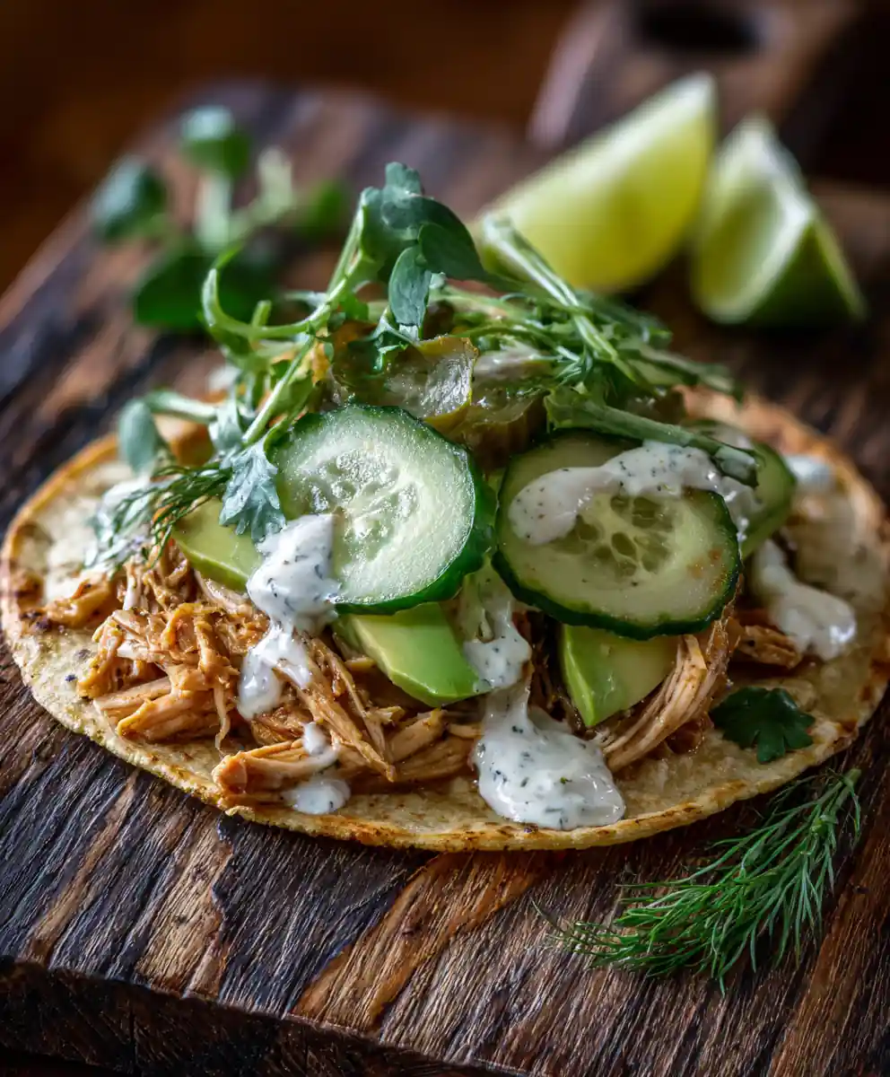 Easy Dill Pickle Ranch Smash Chicken Tacos
