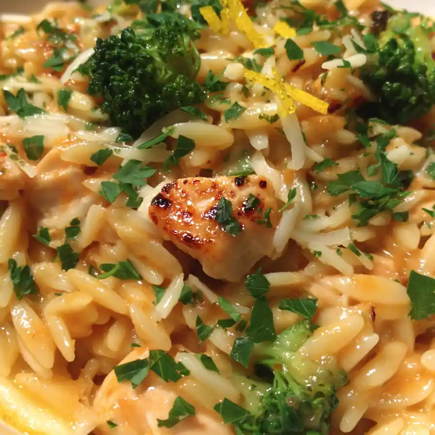 Easy Cheesy Chicken Broccoli Orzo