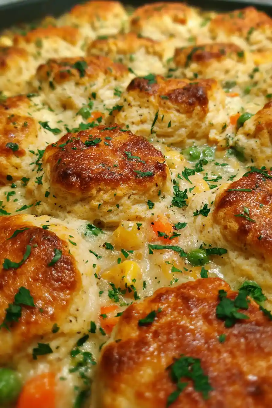 Easy Chicken Pot Pie Casserole With Biscuits
