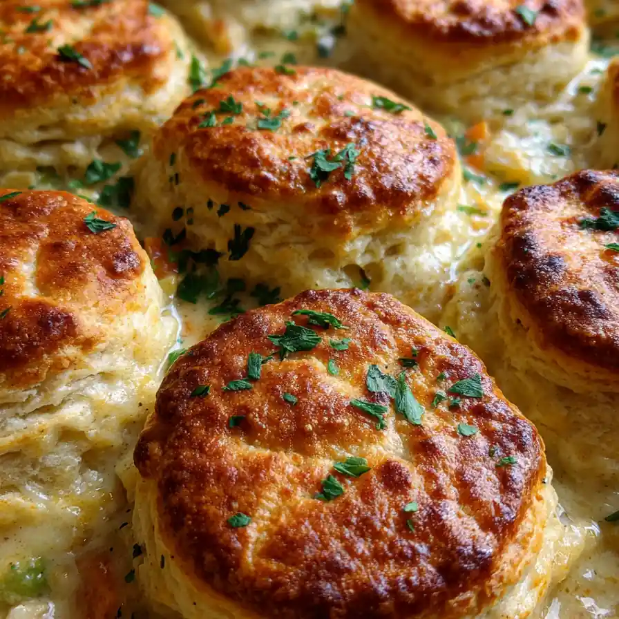 Easy Chicken Pot Pie Casserole With Biscuits