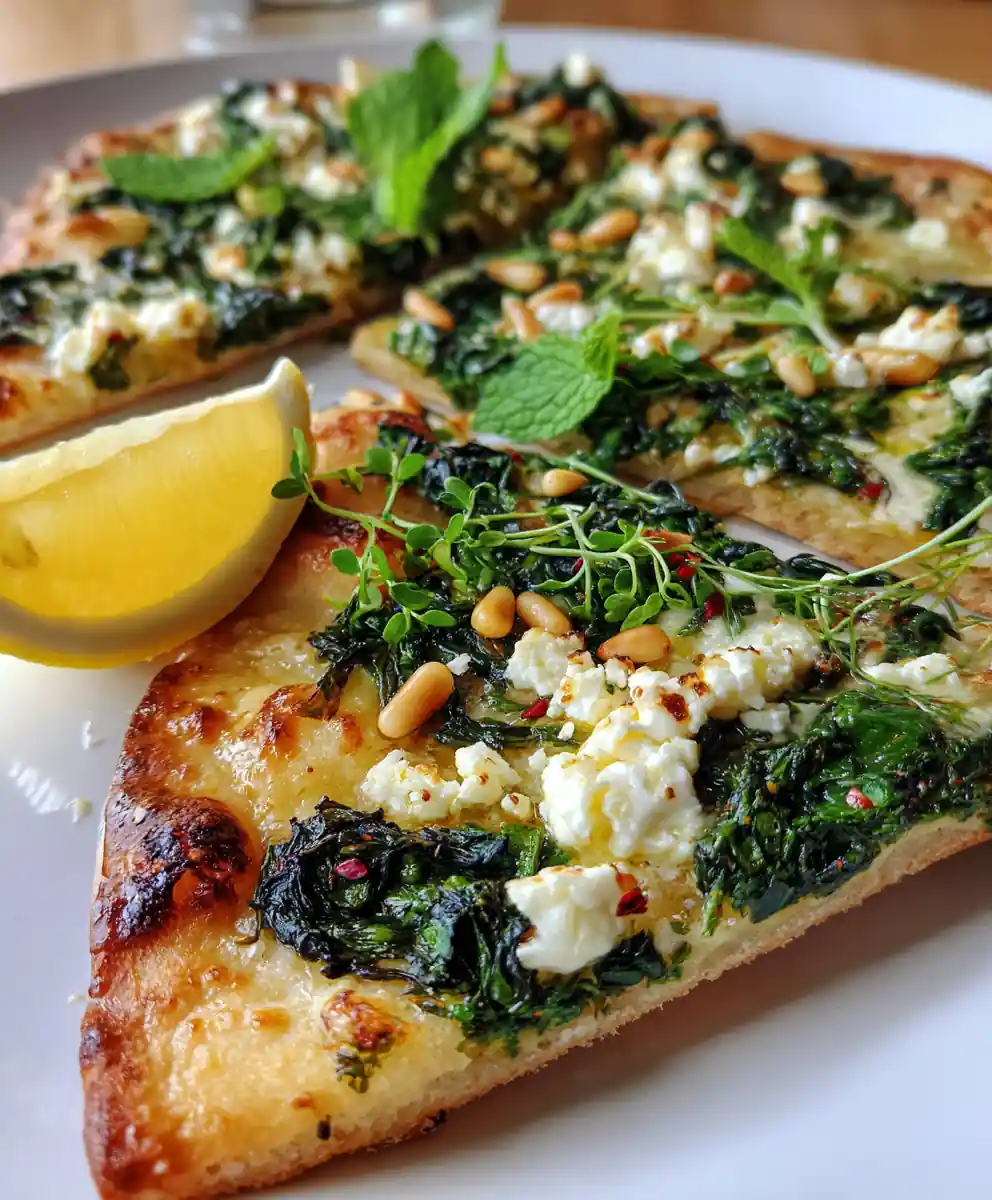 Easy Spinach And Feta Flatbread Pizza
