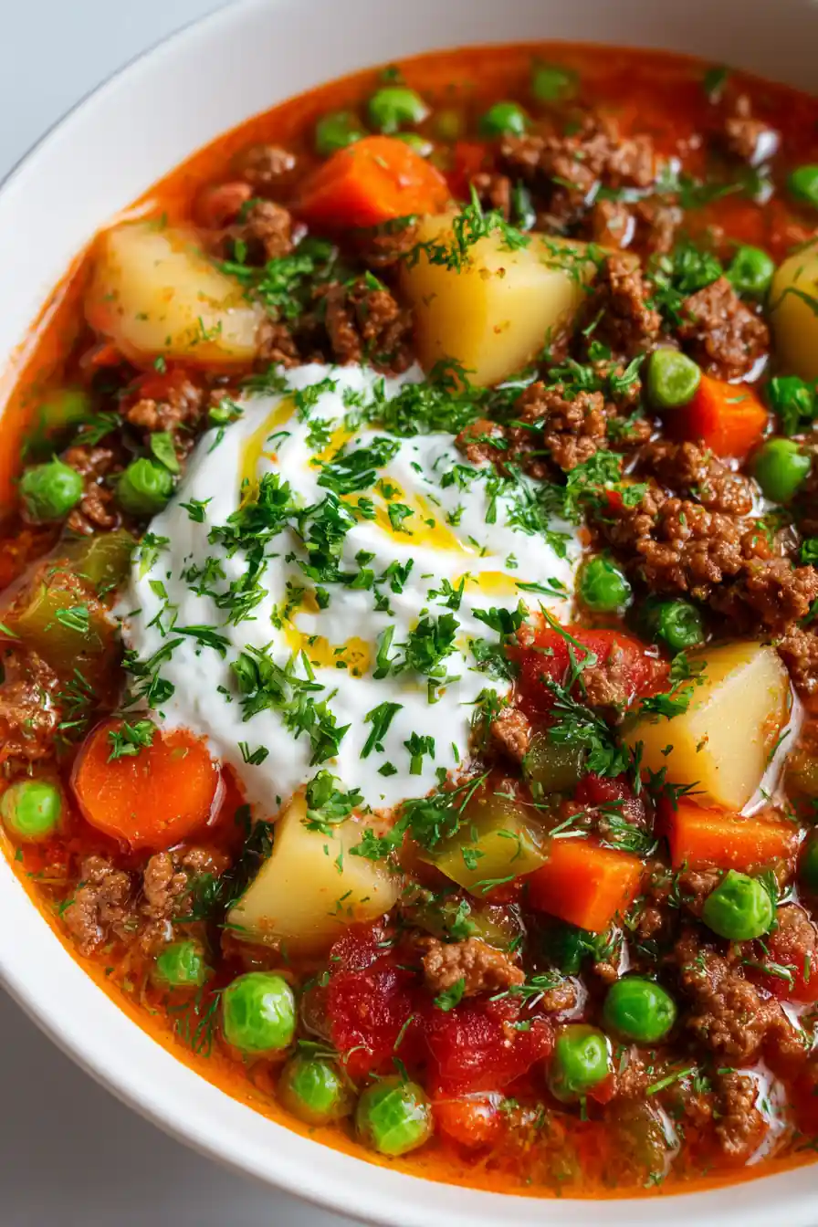 Hearty Ground Beef And Vegetable Soup