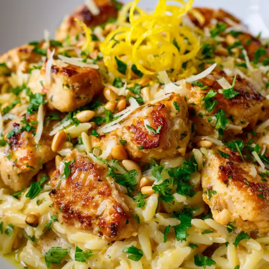 Lemon Garlic Chicken Orzo Skillet 6 Lemon Garlic Chicken Orzo Skillet
