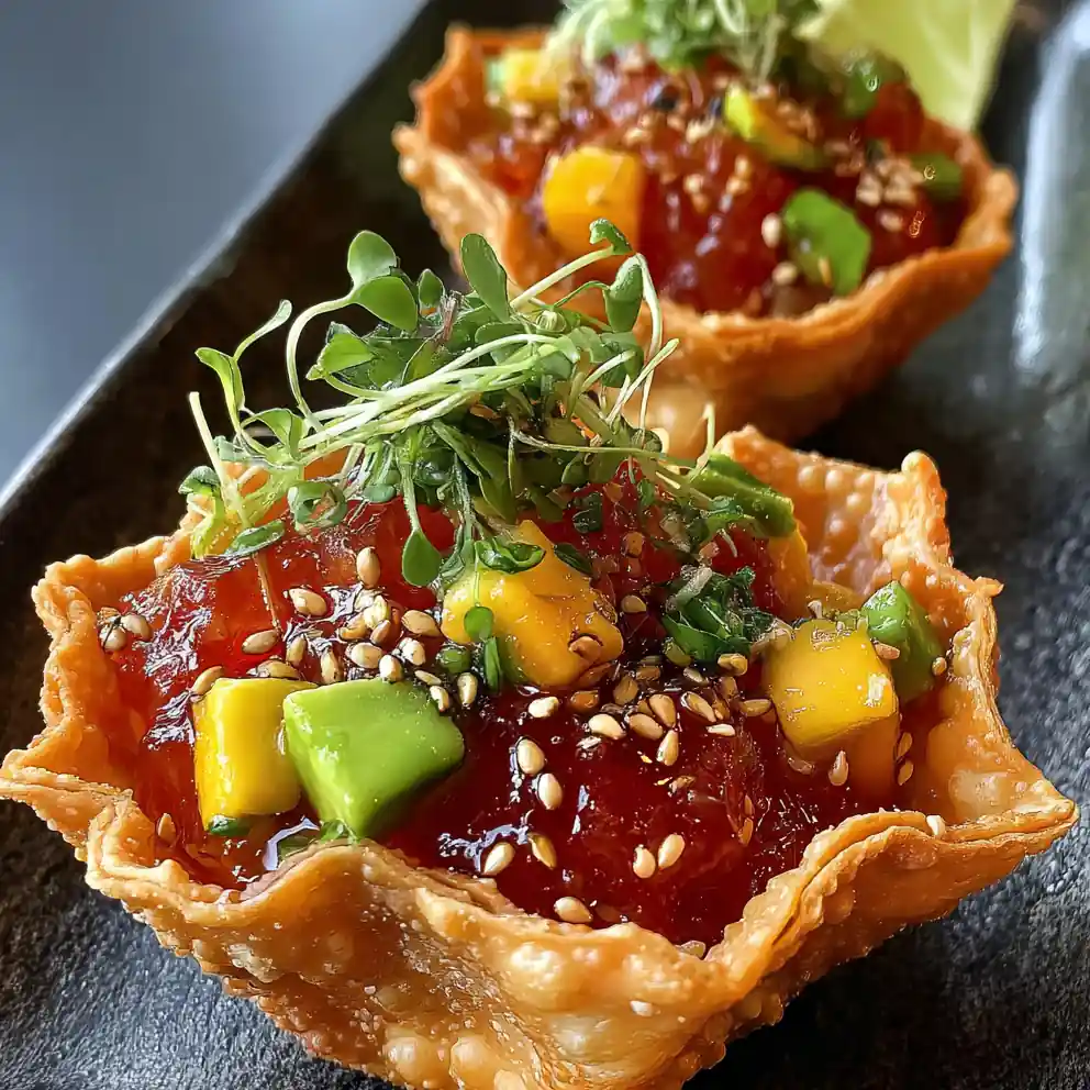 Spicy Tuna Tartare Wonton Tacos