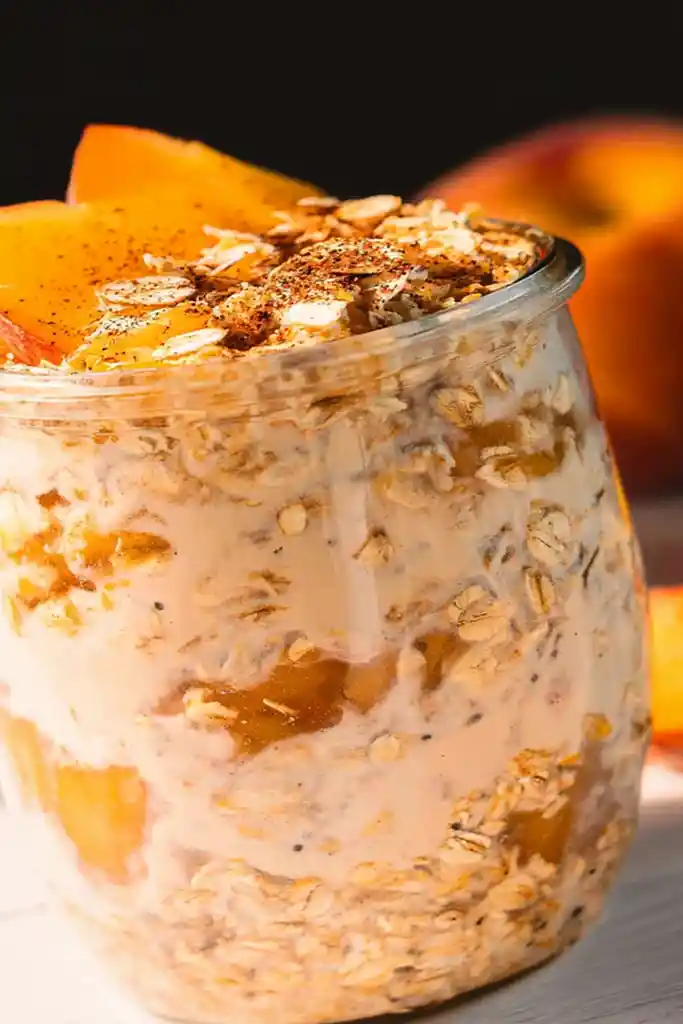 Peach Cobbler Overnight Oats 3 Recipe image