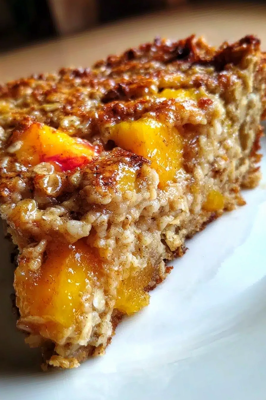 Warm Peach and Oat Breakfast Bake 3 Recipe image
