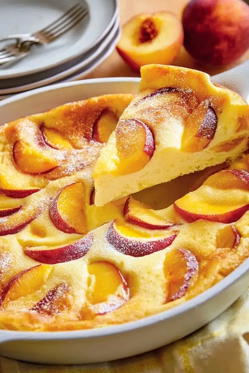 Easy Cast Iron Peach Clafouti Dessert 3 Recipe image