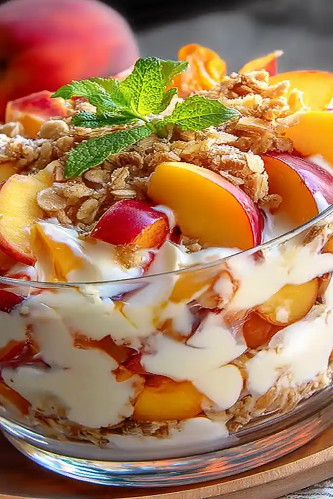 Creamy Peach Cobbler Cheesecake Fruit Salad 3 Recipe image