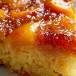 Moist Peach Upside Down Cake with Caramelized Topping