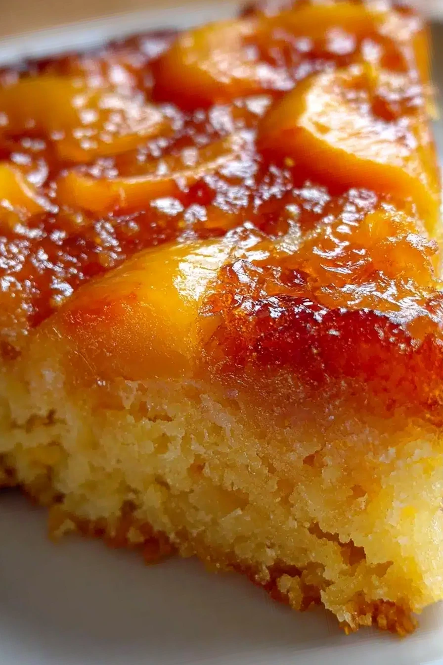 Moist Peach Upside Down Cake with Caramelized Topping 3 Recipe image