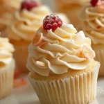 Peach Bellini Inspired Cupcakes with Creamy Filling