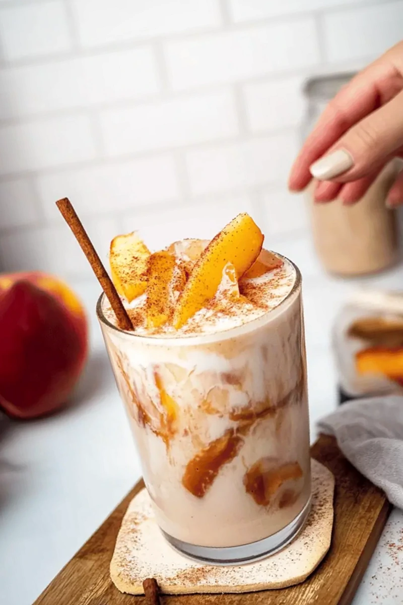 Creamy Peach Cobbler Chai Latte 3 Recipe image