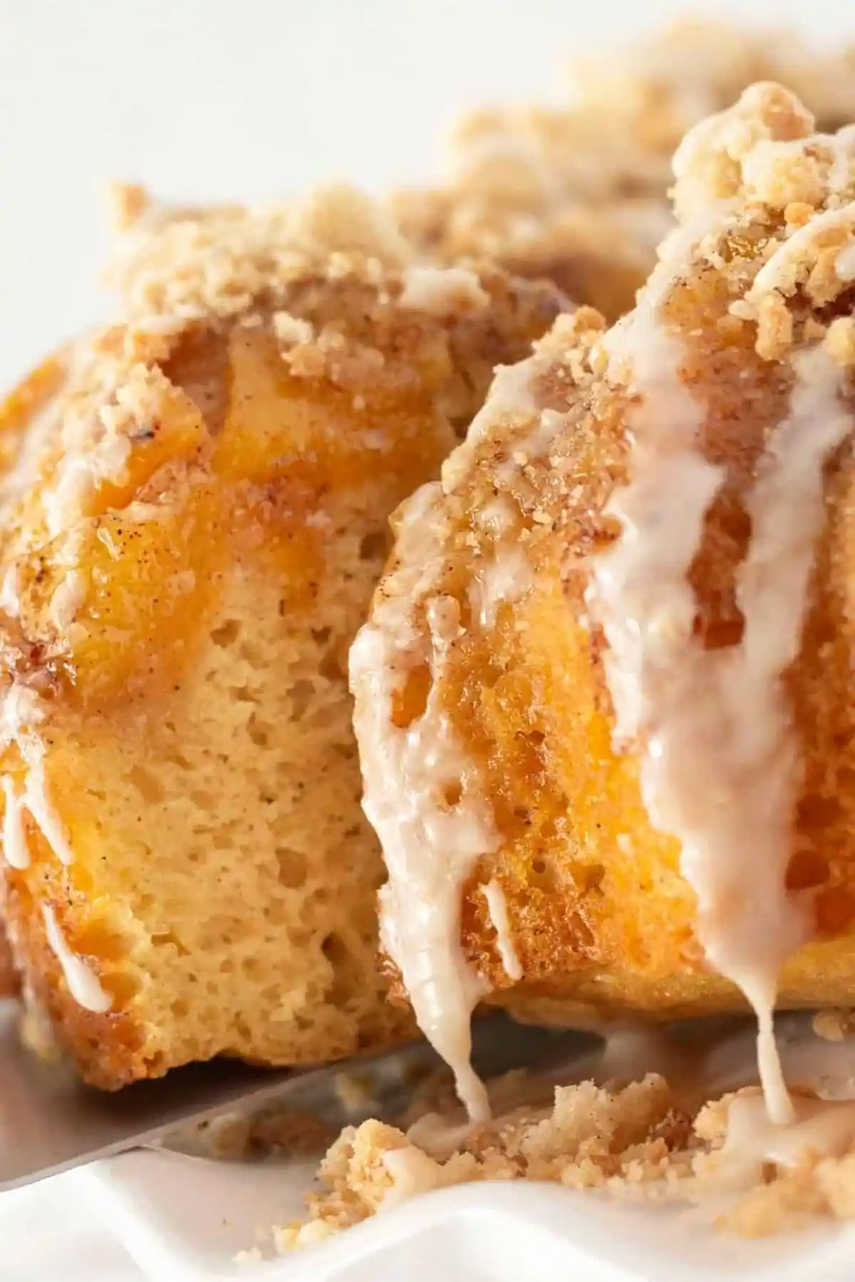Peach Cobbler Pound Cake with Vanilla Glaze 3 Recipe image