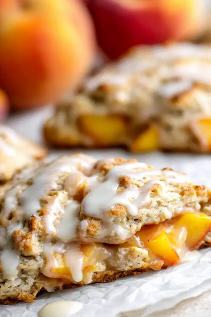 Honey Vanilla Glazed Peach Scones 3 Recipe image