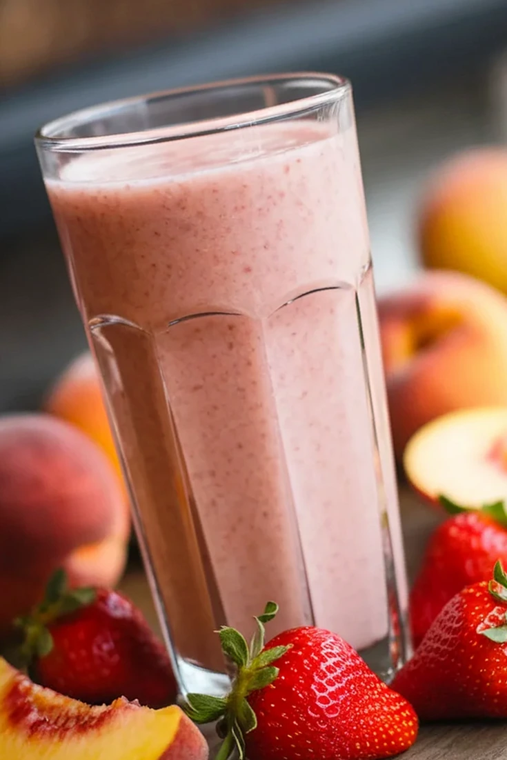 Creamy Strawberry Peach Smoothie 3 Recipe image