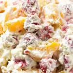 Creamy Raspberry and Peach Cheesecake Salad