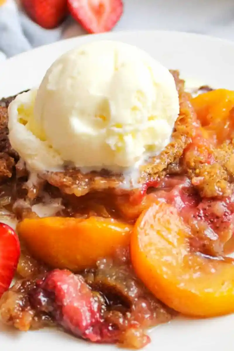 Golden Strawberry Peach Cobbler 3 Recipe image