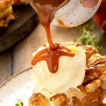 Fresh Peach Pie with Non-Alcoholic Bourbon Caramel Sauce